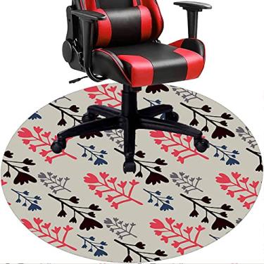 Imagem de Tapete de cadeira de escritório com flores, textura de flor, tapete de cadeira de mesa para piso de madeira de escritório em casa, protetor de piso de pilha baixa, redondo 78,7 cm
