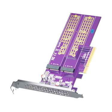Imagem de ipolex Adaptador M.2 NVMe de 2 portas M-Key, PCIe X8 Gen3. Requer suporte BIOS da placa mãe para bifurcação, suporte SSD 22110 e tamanho abaixo