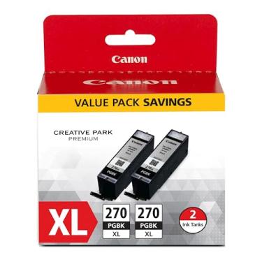 Imagem de Canon PGI-270XL Genuine Black Twin Value Pack, compatível com impressoras MG6820, MG6821, MG6822, MG5720, MG5721, MG5722, MG7720, TS5020, TS6020, TS8020 e TS9020 (opcional)