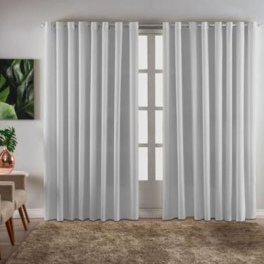Imagem de Cortina grande Ilhós Cromado 3 x 2,20 Oxford Para Quarto Sala Escritório(Branco)