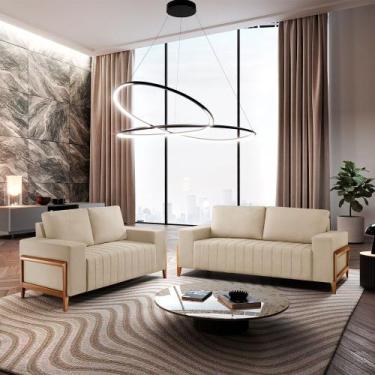 Imagem de Sofá Fixo 2M Verona Linho Com Molas Meu Sofá Online, A294 LINHO CREME