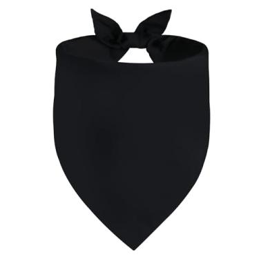 Imagem de Agroon Bandanas para cães em branco preto grande 1 peça, cachecol de algodão sólido DIY, lenço de babador reversível triângulo durável para filhotes, presente personalizado de aniversário/festa