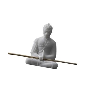 Imagem de WeiLaiKeQi Estátua do Rei Macaco, Ornamento, Única com Haste, Escultura Artesanal de Wukong, Estatueta para Aquário de Escritório e Paisagem, Branco