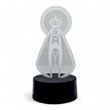 Imagem de Luminária Rgb Nossa Senhora com e Terço Base Preta 19 cm