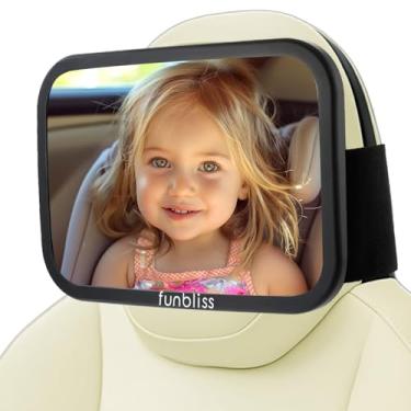 Imagem de Funbliss Espelho de carro de bebê para encosto de cabeça fixo, compatível com espelho de carro Tesla para bebês e outros modelos, rotação de 360° visão clara e ampla, fácil instalação com fixação