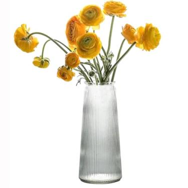 Imagem de Vaso de vidro transparente, vaso floral alto, boca larga, vaso de flores cilíndrico alto, centros de mesa para sala de estar, cozinha, escritório, casamento