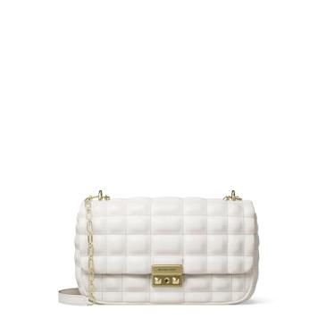 Imagem de Michael Kors Bolsa de ombro grande com corrente conversível Tribeca, creme claro, Creme claro, One Size