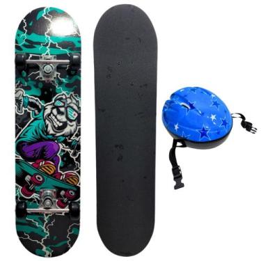 Imagem de Kit Radical Infantil Skate Cachorro + Capacete De Proteção Estrela Azu
