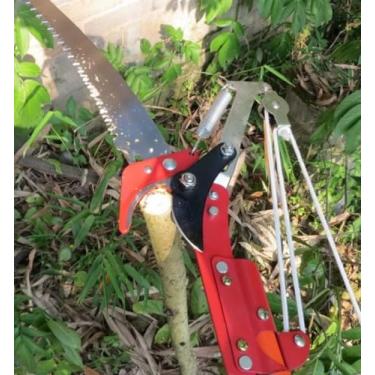 Imagem de Serrote Podador 2 em 1 para Galhos Altos, Serra e Tesoura de Poda, Vermelho e Preto