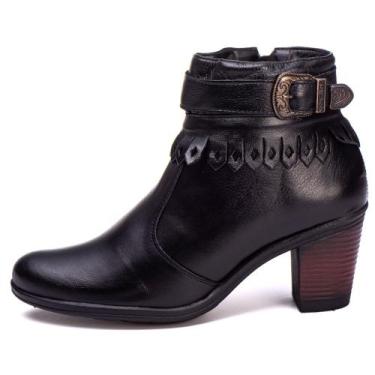 Imagem de Bota Coturno Feminino Em Couro - PETTINARI, Preto, 36