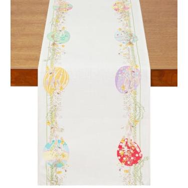 Imagem de NUKAYAI Caminho De Mesa Páscoa Com Caudas Coelho, Flores, Decoração Interiores, Sazonal Primavera Para Casa, Festa Cozinha, Jantar, 72 X 13 Pol.