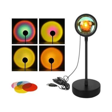 Imagem de Projetor RGB De Pôr Do Sol Arco-Íris Luz Noturna Para Casa Cafeteria F