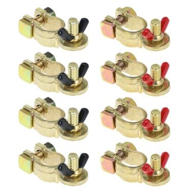 Imagem de QWORK Poste superior do terminal de bateria de grau marítimo de latão, 4 pares de conectores de terminal de bateria, grampos de terminal de bateria para trailer de carro de barco, serve para todas as