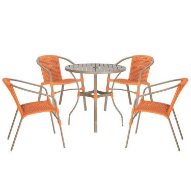 Imagem de 04 Cadeiras Floripa E Mesa Roma 100cm Fendi Trama Terra Cota