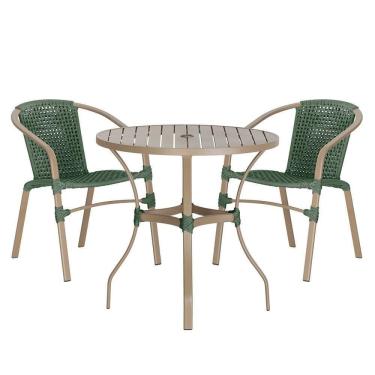 Imagem de 02 Cadeiras Floripa E Mesa Roma 80cm Fendi Trama Verde