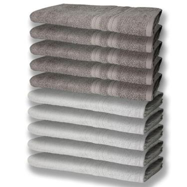 Imagem de 10 Toalhas Super Felpudas Grande E Grossa 80x150 5 Branco 5 Cinza
