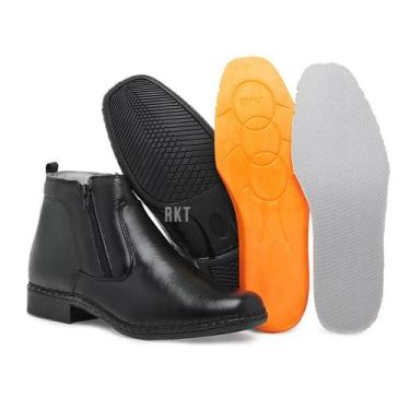 Imagem de Bota Antistress Botina Palmilha Gel Zíper Couro - Ed Shoes, Preto, 37