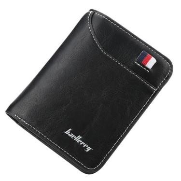 Imagem de Carteira de Couro Masculina Trifold Compacta Baellerry, Preto