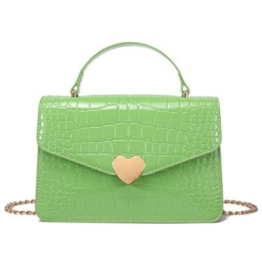 Imagem de JHVYF Bolsa feminina transversal de ombro fofa bolsa mensageiro transversal bolsa casual bolsa clutch noite bolsa em forma de coração, 2 # verde, Small, Bolsas transversais