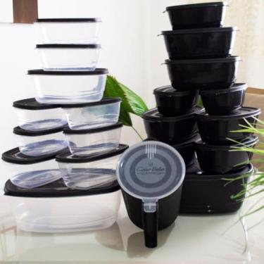 Imagem de Kit 20 Potes Herméticos Plásticos com Tampa + Jarra 1,8L – Organizadores de Alimentos para Freezer, Geladeira e Despensa, Livre de BPA (ENVIAMOS CORES ALEATÓRIA)