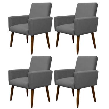 Imagem de Kit 4 Poltronas Decorativa Sala E Quarto Nina Suede Herrero Cor:cinza