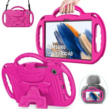 Imagem de AVAWO Capa infantil para Samsung Galaxy Tab A8 10,5 2022 (SM-X200/X205/X207), com alça, leve, à prova de choque, suporte para Samsung Galaxy Tab A8 10,5 polegadas 2022, rosa