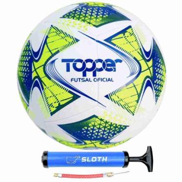 Imagem de Bola de Futsal Oficial Topper Slick 22 TechFusion + Bomba de Ar, Verde