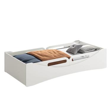 Imagem de Cama Evolutiva Luna, 2 Kits Proteção Lateral Usinada e Colchão D20 - Reller Móveis Branco Fosco