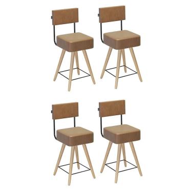 Imagem de Kit 4 Cadeiras Barcelona 73cm Couríssimo - Salaone Amarula