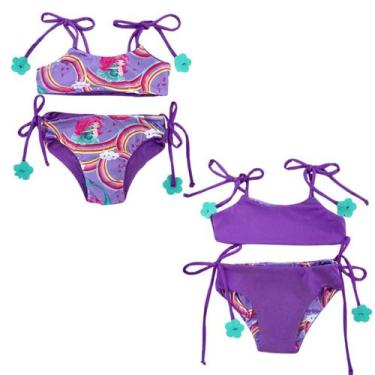 Imagem de Biquíni Dupla Face Infantil Menina Praia Piscina Lacinho - Fofotinhos,