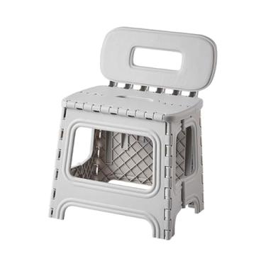 Imagem de harayaa Banco dobrável, cadeira dobrável com encosto, banco de lazer para quintal, jardim, gramado, Cinzento/Branco