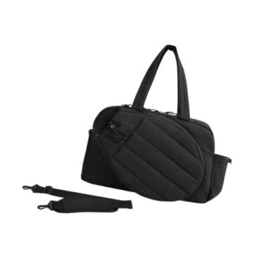 Imagem de Dynwave Bolsa de ginástica para tênis feminina resistente à água com compartimento para sapatos e bolsa para raquetes, Preto