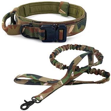 Imagem de Coleira e Guia para Cachorro Grande e Forte MADOG Comander CAMUFLADA Exercito (XG)