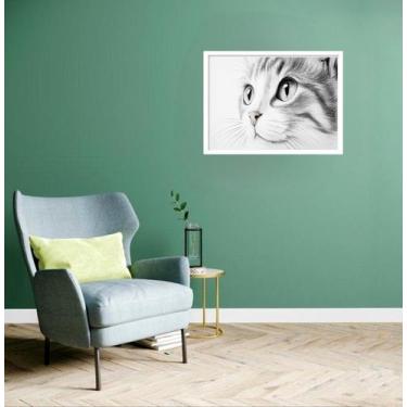 Imagem de Quadro Decorativo Gato Olhar P&AmpB - 50X70Cm - Quadros On-Line