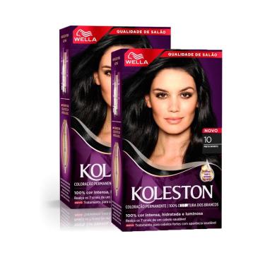 Imagem de Kit 2 Tintura Creme Koleston Wella Noites Iluminadas Preto Infinito 10