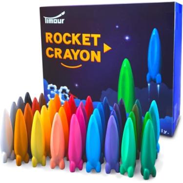 Imagem de Giz de cera de foguete lavável em 36 cores, pré-escolar, não tóxico, fácil de segurar, inquebrável, material escolar de arte para colorir, presentes de volta às aulas para meninos e meninas