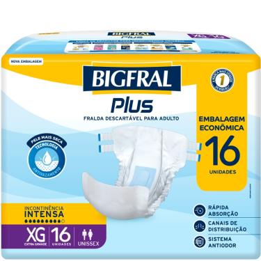 Imagem de Fralda Geriátrica Bigfral Plus Regular Econômica XG 16 Unidades