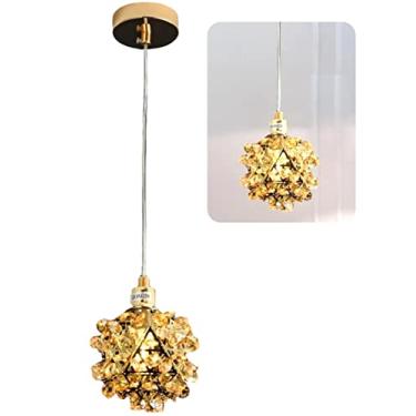 Imagem de Luminária Pendente Lustre de Cristal Praga K9 Ambar Moderna Dourada Estilo Provençal France Nice Para Sala Quarto de Casal Cabeceira Cama Mesa Lavabo Banheiro