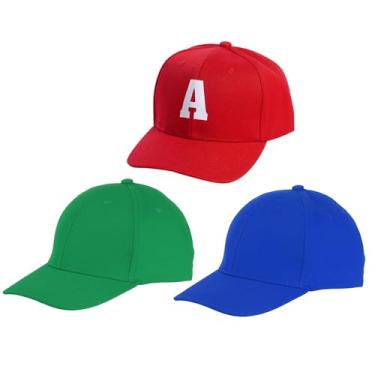 Imagem de Yolyoo 3 peças de chapéus de esquilos boné de beisebol vermelho azul verde tamanho ajustável boné de beisebol unissex para cosplay de Halloween