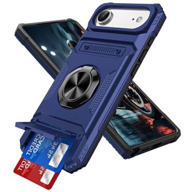 Imagem de LEMAXELERS Capa magnética para iPhone 2025 Air, com suporte oculto para cartão [loja 2 cartões], suporte giratório de 360°, capa resistente à prova de choque de camada dupla para Apple iPhone 2025 Air