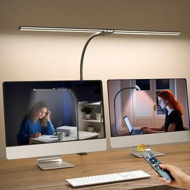 Imagem de ULTEM Desk Lamp Home Office,15W Dual Screen Monitor Light with Clamp,Adjustable Gooseneck Computer Light with Stepless Color Temp and Dimming for Architect Work (Black)
