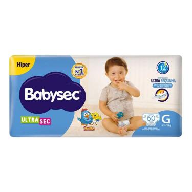 Imagem de Fralda Babysec Ultrasec Hiper Tamanho G 60 Unidades Descartáveis