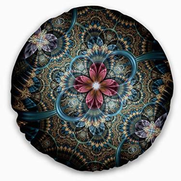 Imagem de Designart roxo escuro flor fractal floral sala de estar, sofá, almofada + capa de almofada impressa em ambos os lados 50 cm