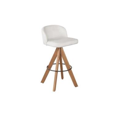 Imagem de Banqueta Londres Prata Assento Branco Pés Em Madeira - Aqui Decore