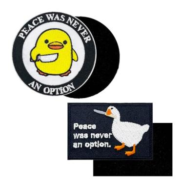 Imagem de 7.6 cm Silly Goose and Duck with Knife, Peace was Never an Option Bordado Hook and Loop Patches