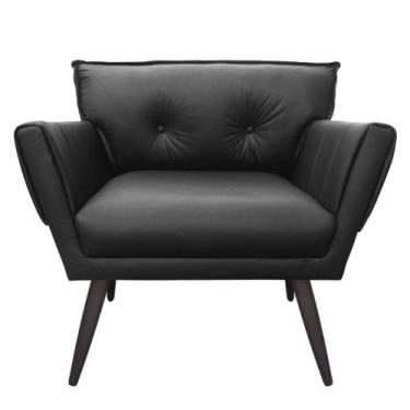 Imagem de Kit 02 Poltronas Anitta material sintético Preto - D' ROSSI