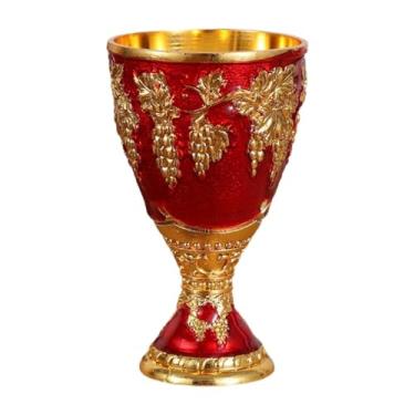 Imagem de Ioensy Taça de vidro medieval vintage para festa, suprimentos para gravura, padrão de escultura de aniversário antigo, copo de vinho, decoração de mesa, Vermelho