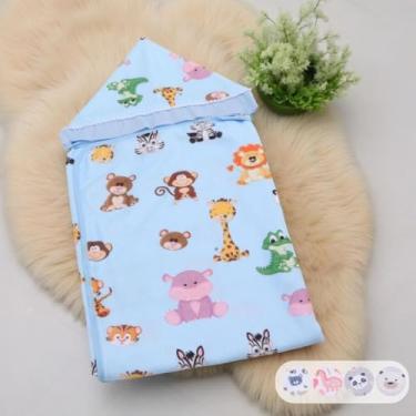 Imagem de Toalha De Bebê C/Capuz Forrada Sublimada Menina Menino Infantil (Savana Azul)