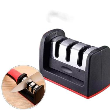 Imagem de Afiador Amolador De Facas 3 Em 1 Profissional Aço