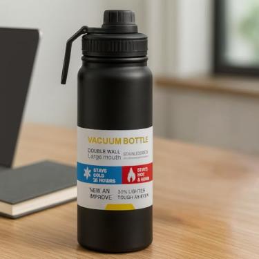 Imagem de Garrafa Térmica Premium Inox 800ml Com Alça, Antivazamento, Parede Dupla, Infusor Removível, Ideal Para Academia E Escritório, Marca VARENZIA